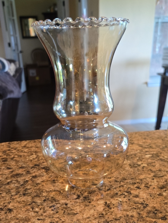 Source Unknown Other - vintage glass hurricane lamp shade rippled top smoke color fancy 1 3/4" dia